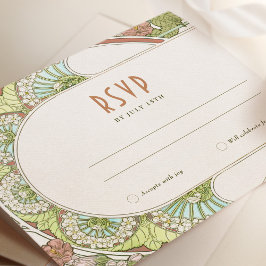 Het huwelijk RSVP neemt Kunst Nieuwe door Mucha I Kaart