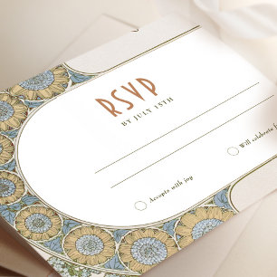 Het huwelijk RSVP neemt  Kunst Nieuwe door Mucha I Kaart