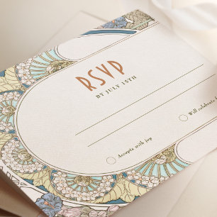 Het huwelijk RSVP neemt  Kunst Nieuwe door Mucha I Kaart