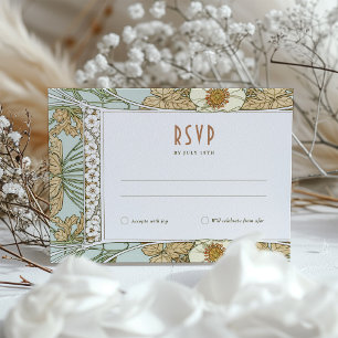 Het huwelijk RSVP neemt  Kunst Nieuwe door Mucha I Kaart