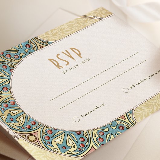 Het huwelijk RSVP neemt  Kunst Nieuwe door Mucha I Kaart