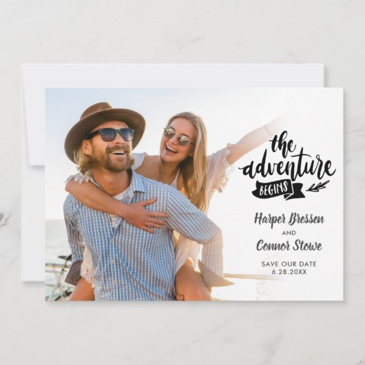 Het huwelijk sparen Datum 2 Foto het Avontuur begi Kaart (Voorkant)