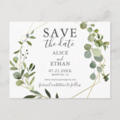 Het huwelijk sparen de Datum Greenery Botanical Aankondigingskaart (Voorkant)