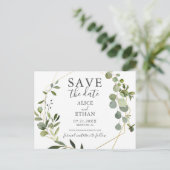 Het huwelijk sparen de Datum Greenery Botanical Aankondigingskaart (Staand voorkant)