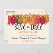 Het huwelijk sparen de Datum herfst verlaten onbes Aankondigingskaart (Voorkant / Achterkant)