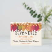 Het huwelijk sparen de Datum herfst verlaten onbes Aankondigingskaart (Staand voorkant)