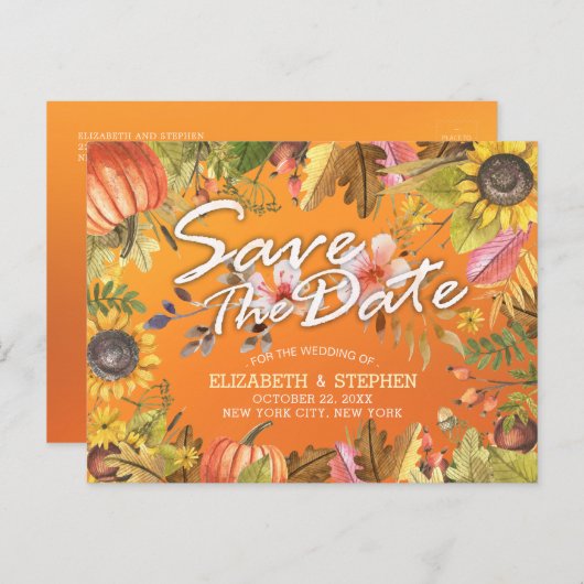 Het huwelijk sparen de Datum Maple Autumn verlaat Aankondigingskaart (Voorkant / Achterkant)