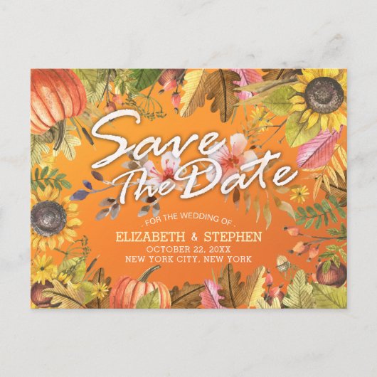 Het huwelijk sparen de Datum Maple Autumn verlaat Aankondigingskaart (Voorkant)