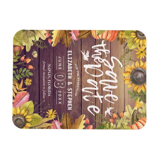 Het huwelijk sparen de Datum van herfst laat pompo Magneet (Horizontaal)