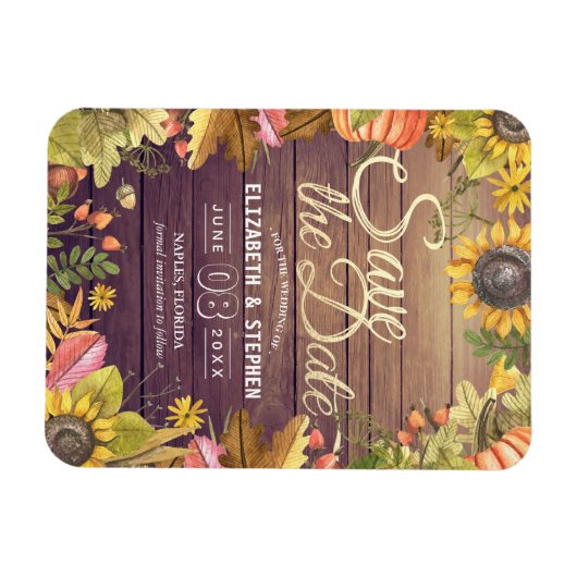 Het huwelijk sparen de Datum van herfst laat pompo Magneet (Horizontaal)