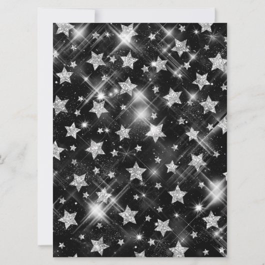 Het huwelijk sparen de Datum Zilveren Glitter Star Save The Date (Achterkant)