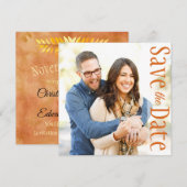 Het huwelijk sparen de Minimale Foto Rustic Leaves Aankondiging (Voorkant / Achterkant)