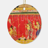 Het huwelijk tussen de ouders van Krishna, uit een Keramisch Ornament (Links)