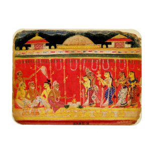 Het huwelijk tussen de ouders van Krishna, uit een Magneet