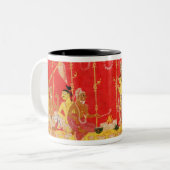 Het huwelijk tussen de ouders van Krishna, uit een Tweekleurige Koffiemok (Voorkant links)