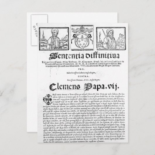 Het huwelijk tussen Henry VIII en Catherine Aragon Briefkaart (Voorkant / Achterkant)