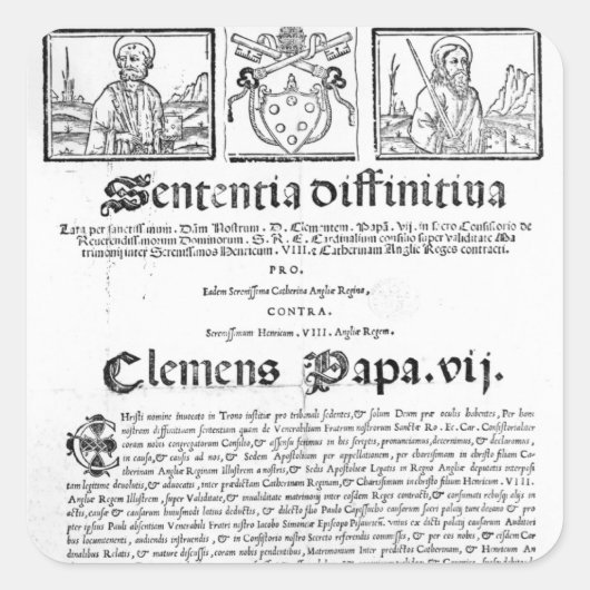 Het huwelijk tussen Henry VIII en Catherine Aragon Vierkante Sticker (Voorkant)