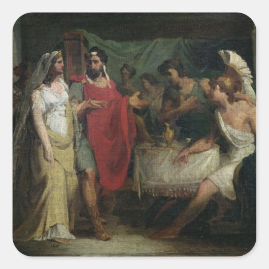 Het huwelijk van Alexander de Grote en Roxana Vierkante Sticker (Voorkant)