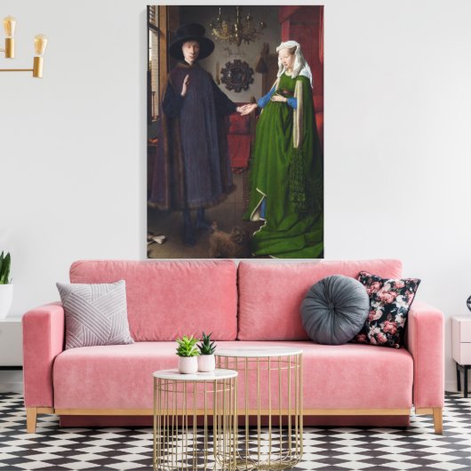 Het huwelijk van Arnolfini (door Jan van Eyck) Canvas Afdruk (Insitu (Woonkamer))