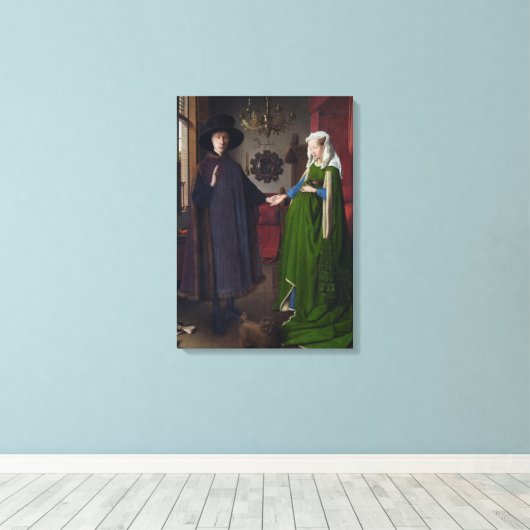Het huwelijk van Arnolfini (door Jan van Eyck) Canvas Afdruk (Insitu (Houten vloer))