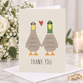 Het Huwelijk van de Eenden van de liefde dankt u Bedankkaart