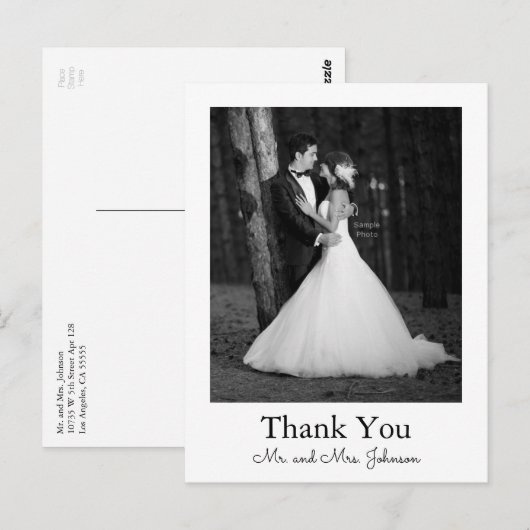 Het Huwelijk van de foto dankt u Briefkaart (Voorkant / Achterkant)