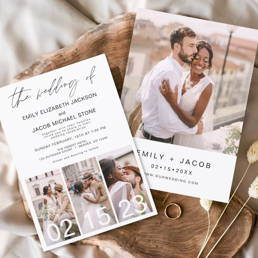 Het huwelijk van de minimalistische foto Elegant S Kaart