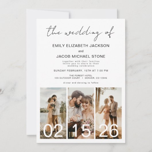 Het huwelijk van de minimalistische QR-code Eenvou Kaart (Voorkant)