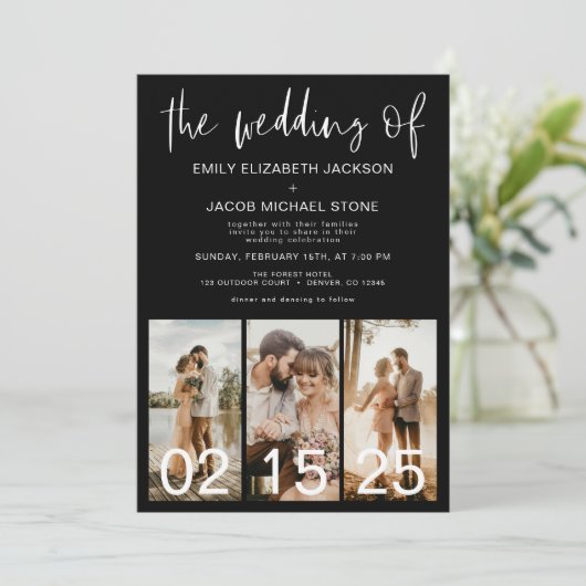 Het huwelijk van de minimalistische QR-code Eenvou Kaart (Staand voorkant)