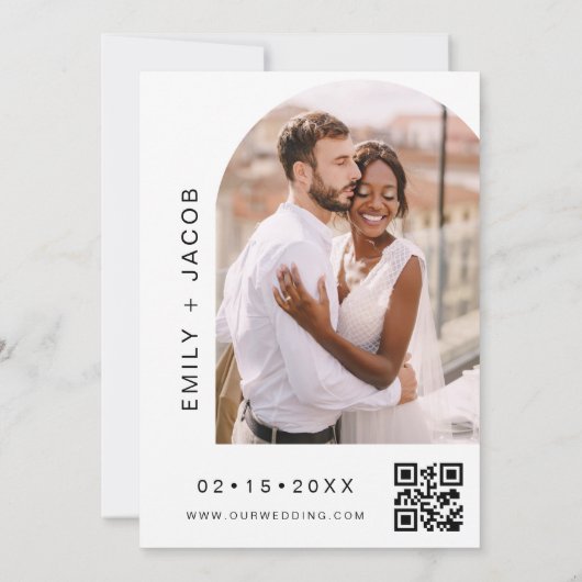 Het huwelijk van de minimalistische QR-code Eenvou Kaart (Achterkant)