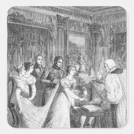 Het huwelijk van de prinses Charlotte van Vierkante Sticker (Voorkant)