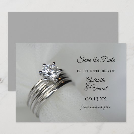 Het huwelijk van de Rings van het huwelijk sparen Save The Date (Voorkant / Achterkant)