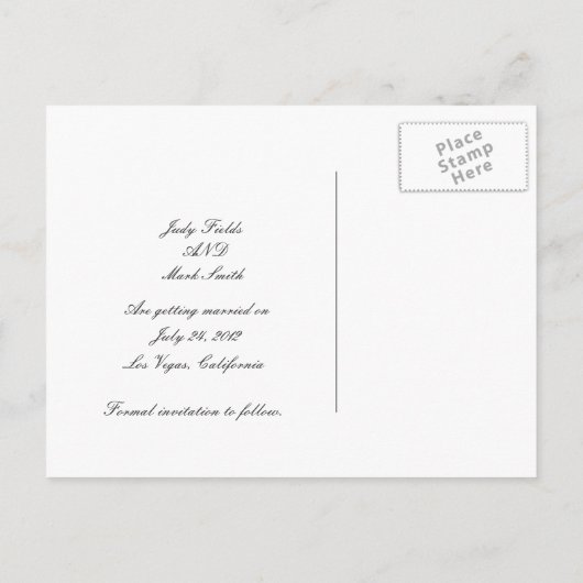 Het huwelijk van de SPRITE bewaart het Briefkaart  (Achterkant)