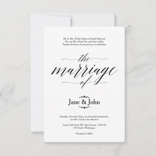 Het huwelijk van de uitnodiging tot huwelijk (Voorkant)