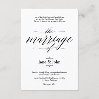 Het huwelijk van de uitnodiging tot huwelijk
