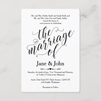 Het huwelijk van de uitnodiging tot huwelijk
