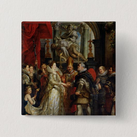 Het huwelijk van de Volmacht Vierkante Button 5,1 Cm (Voorkant)
