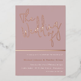 Het huwelijk van: Dusty Roos Pink Rose Gold Folie Uitnodiging