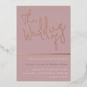 Het huwelijk van: Dusty Roos Pink Rose Gold Folie Uitnodiging (Voorkant)