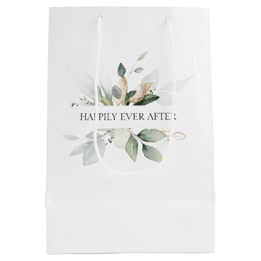 Het huwelijk van Elegant Greenery is gelukkig alti Medium Cadeauzakje (Achterkant)