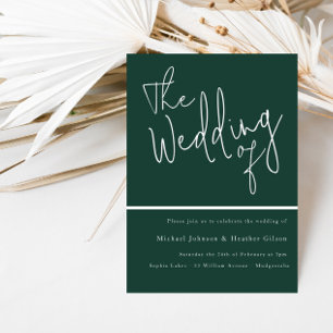 Het huwelijk van: Emerald Green Modern Wedding Kaart