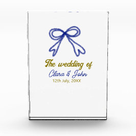 Het huwelijk van gouden marineblauwe boog koppel n fotoblokken