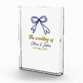 Het huwelijk van gouden marineblauwe boog koppel n fotoblokken (Rechts)