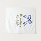 Het huwelijk van gouden marineblauwe boog koppel n wandkleed (Voorkant (horizontaal))