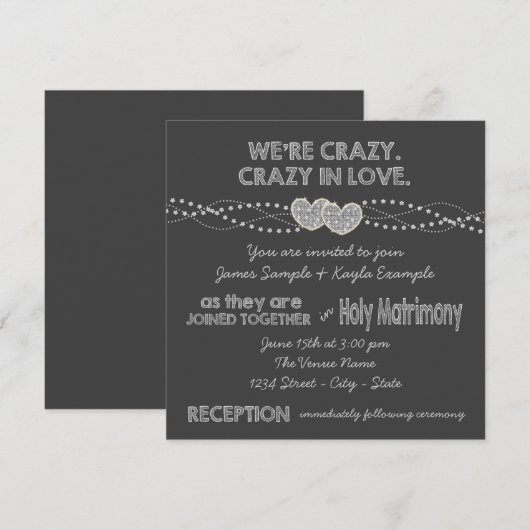 Het Huwelijk van het Bord van twee Harten Kaart (Voorkant / Achterkant)