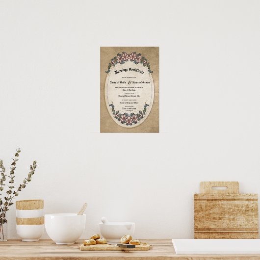 Het huwelijk van het certificaat: (Ornamental Keep Poster (Keuken)
