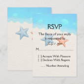 Het Huwelijk van het Strand van zeeschelpen RSVP Kaartje (Voorkant / Achterkant)