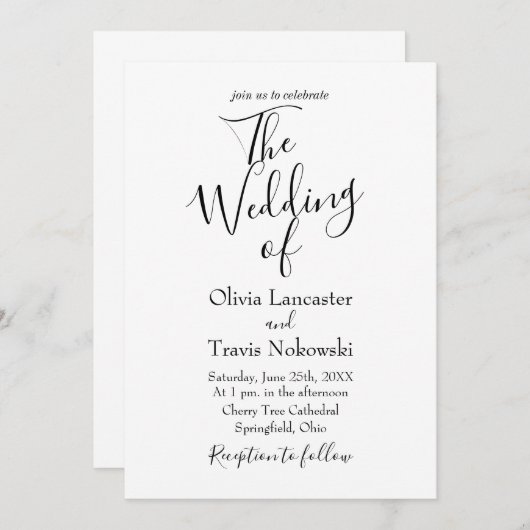 Het huwelijk van  huwelijksuitnodiging kaart (Voorkant / Achterkant)