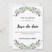 Het huwelijk van Lavender eucalyptus bewaart de da Save The Date (Voorkant)