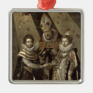 Het huwelijk van Louis XIII Metalen Ornament